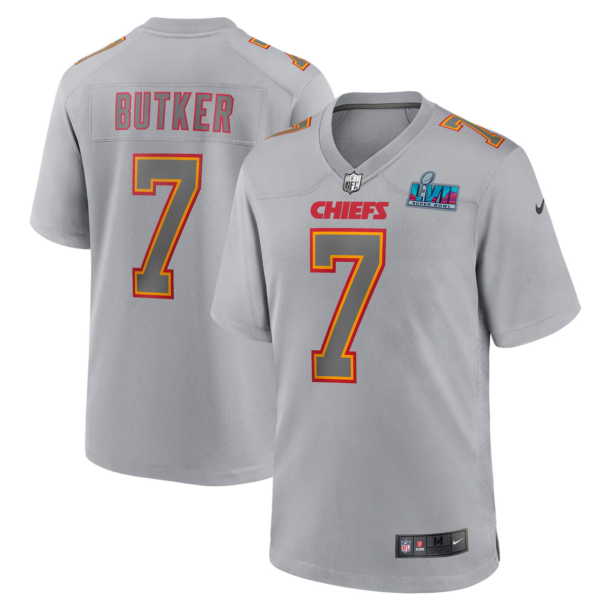 Harrison Butker Kansas City Chiefs Nike Super Bowl Lvii Patch Atmosphere Fashion Game Jersey Gray