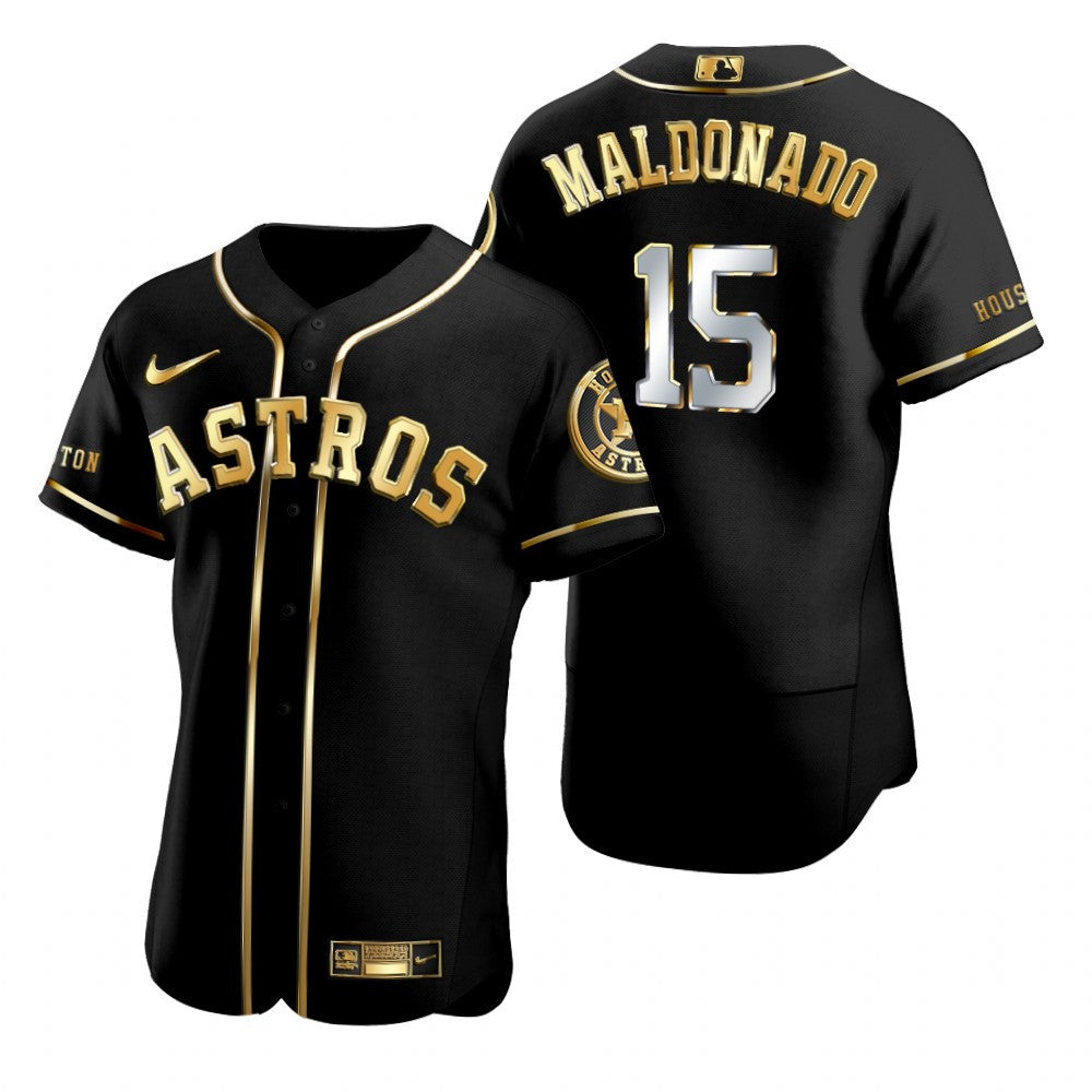 Houston Astros 15 Martin Maldonado Mlb Golden Brandedition Black Jersey Gift For Astros Fans