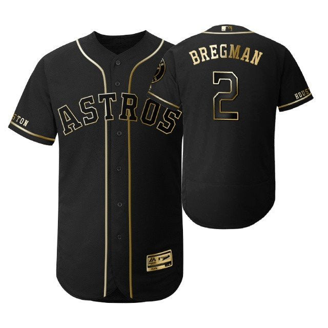 Houston Astros 2 Alex Bregman Mlb 2019 Golden Brandedition Black Jersey Gift For Astros Fans