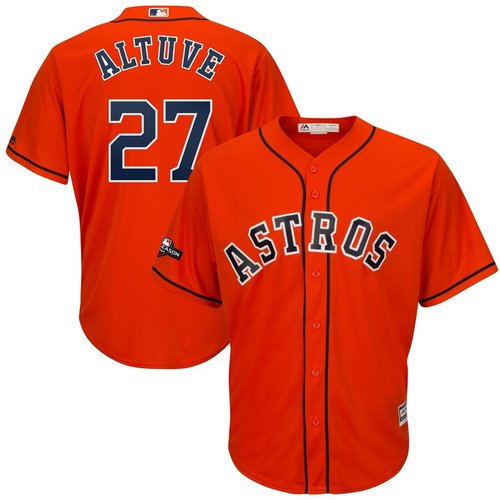 Houston Astros 27 Jose Altuve Majestic 2019 Postseason Official Cool Base Player Orange Jersey