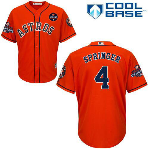Houston Astros 4 George Springer Orange New Cool Base 2017 World Series Champions Stitched Mlb Jersey