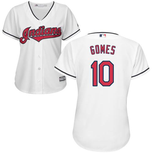 Indians 10 Yan Gomes White Womens Home Stitched Mlb Jersey