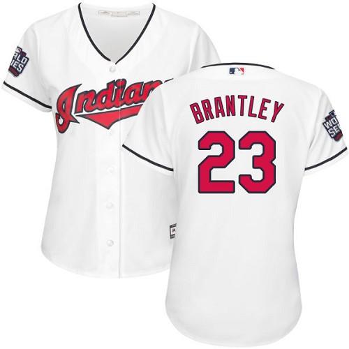 Indians 23 Michael Brantley White 2016 World Series Bound Womens Home Stitched Mlb Jersey