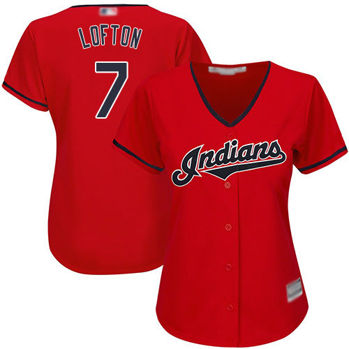 Indians 7 Kenny Lofton Red Womens Stitched Baseball Jersey