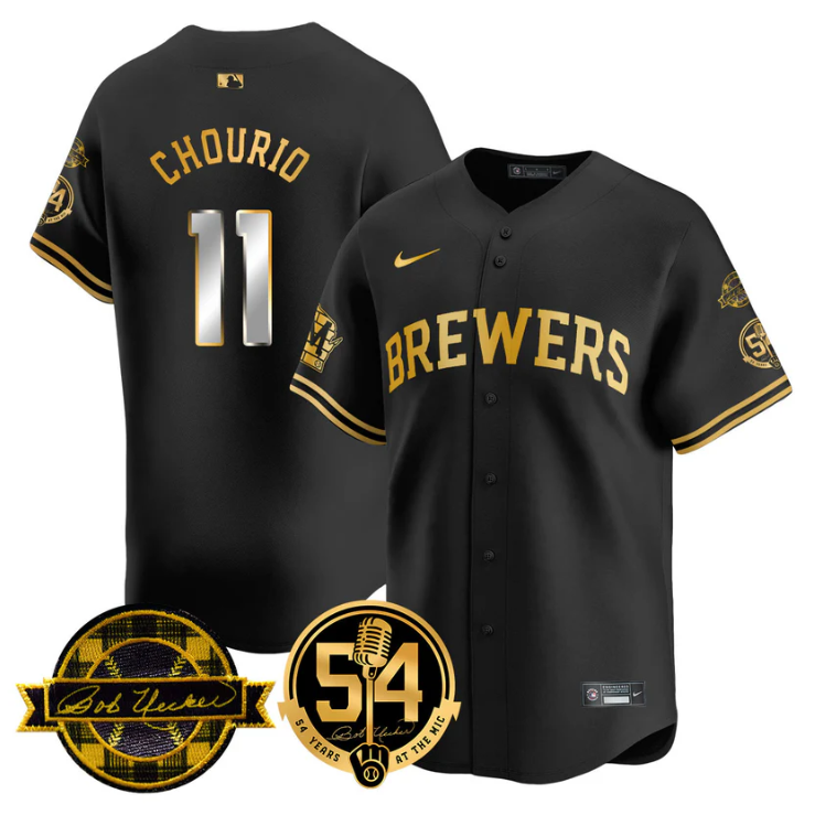 Jackson Chourio Jersey #11 Milwaukee Brewers 2025 Bob Uecker, 54 Seasons for Bre