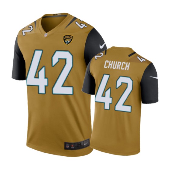 Jacksonville Jaguars 42 Barry Church Nike Color Rush Gold Jersey