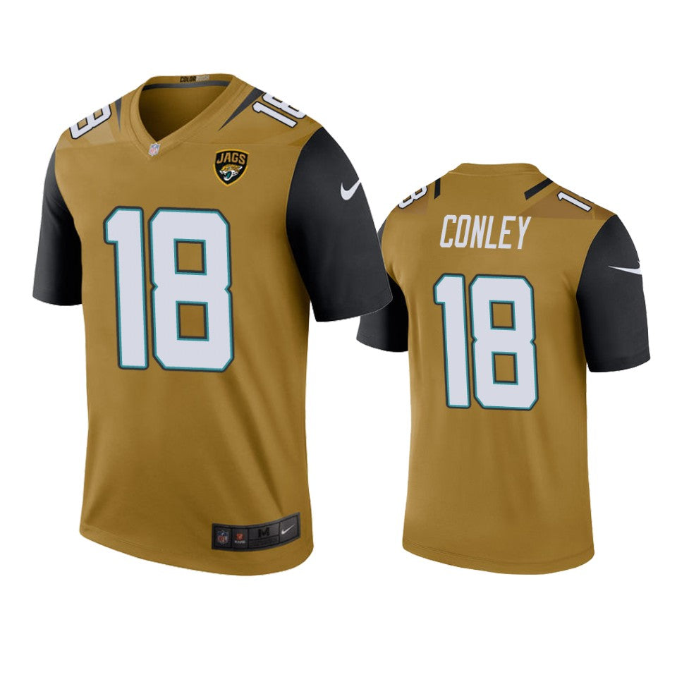 Jacksonville Jaguars Chris Conley Bold Gold Color Rush Legend Jersey Mens