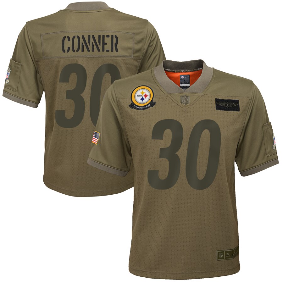 James Conner Pittsburgh Steelers Nike Youth 2019 Salute To Service Game Jersey Olive
