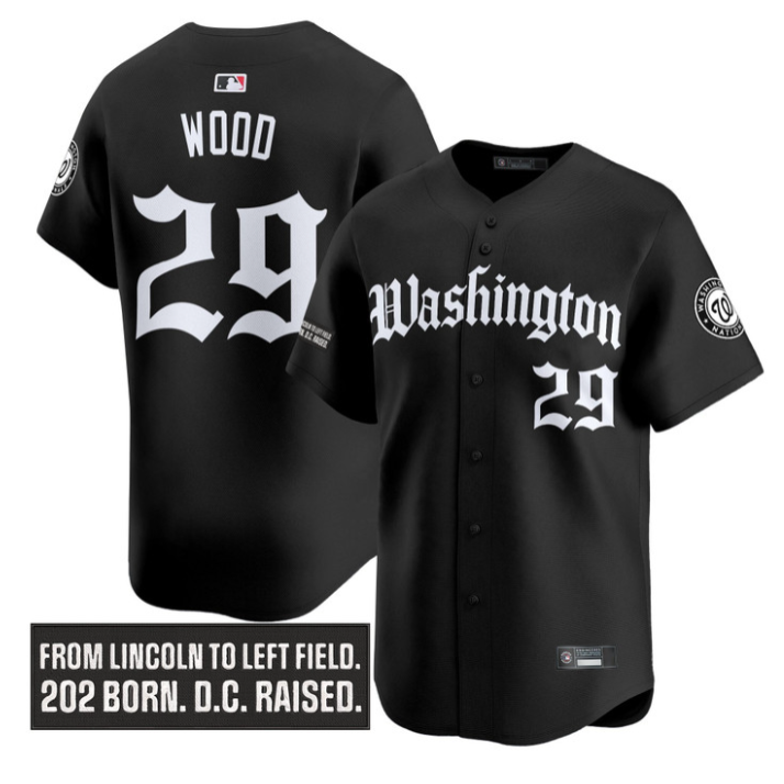 James Wood Jersey #29 Washington Nationals Gothic Capitol Edition Black