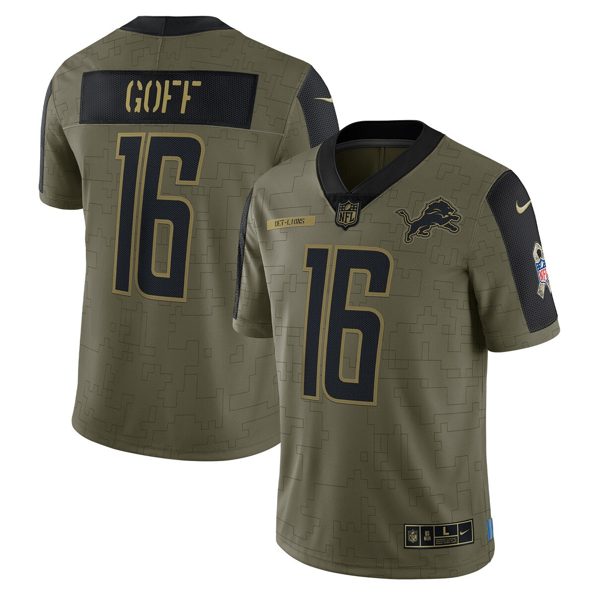 Jared Goff Detroit Lions Nike 2021 Salute To Service Limited Player Jersey Olive