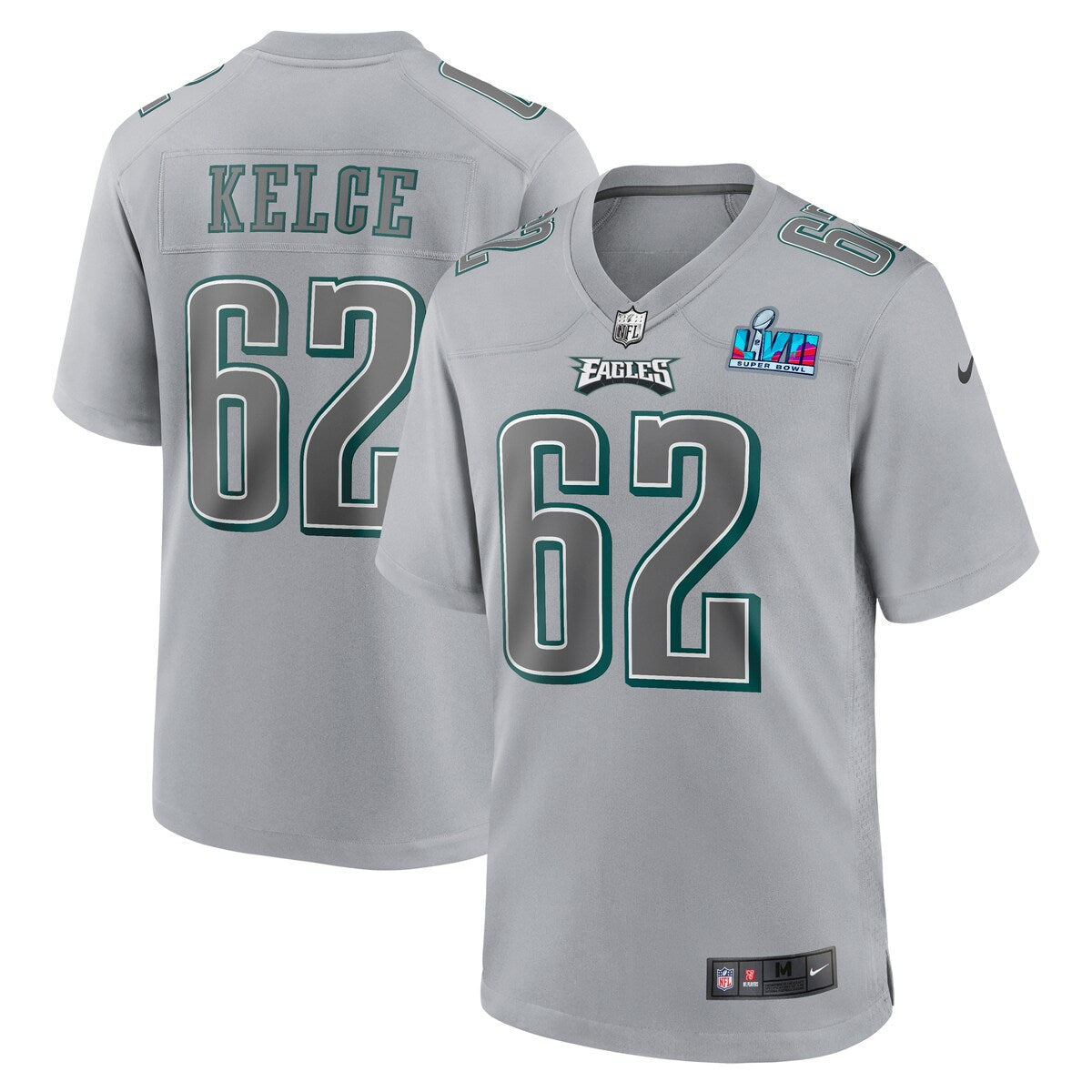 Jason Kelce Philadelphia Eagles Nike Super Bowl Lvii Patch Atmosphere Fashion Game Jersey Gray
