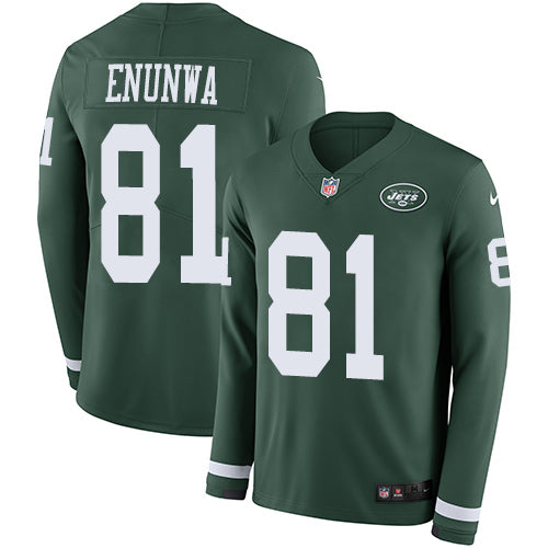 Jets 81 Quincy Enunwa Green Team Color Mens Stitched Football Limited Therma Long Sleeve Jersey