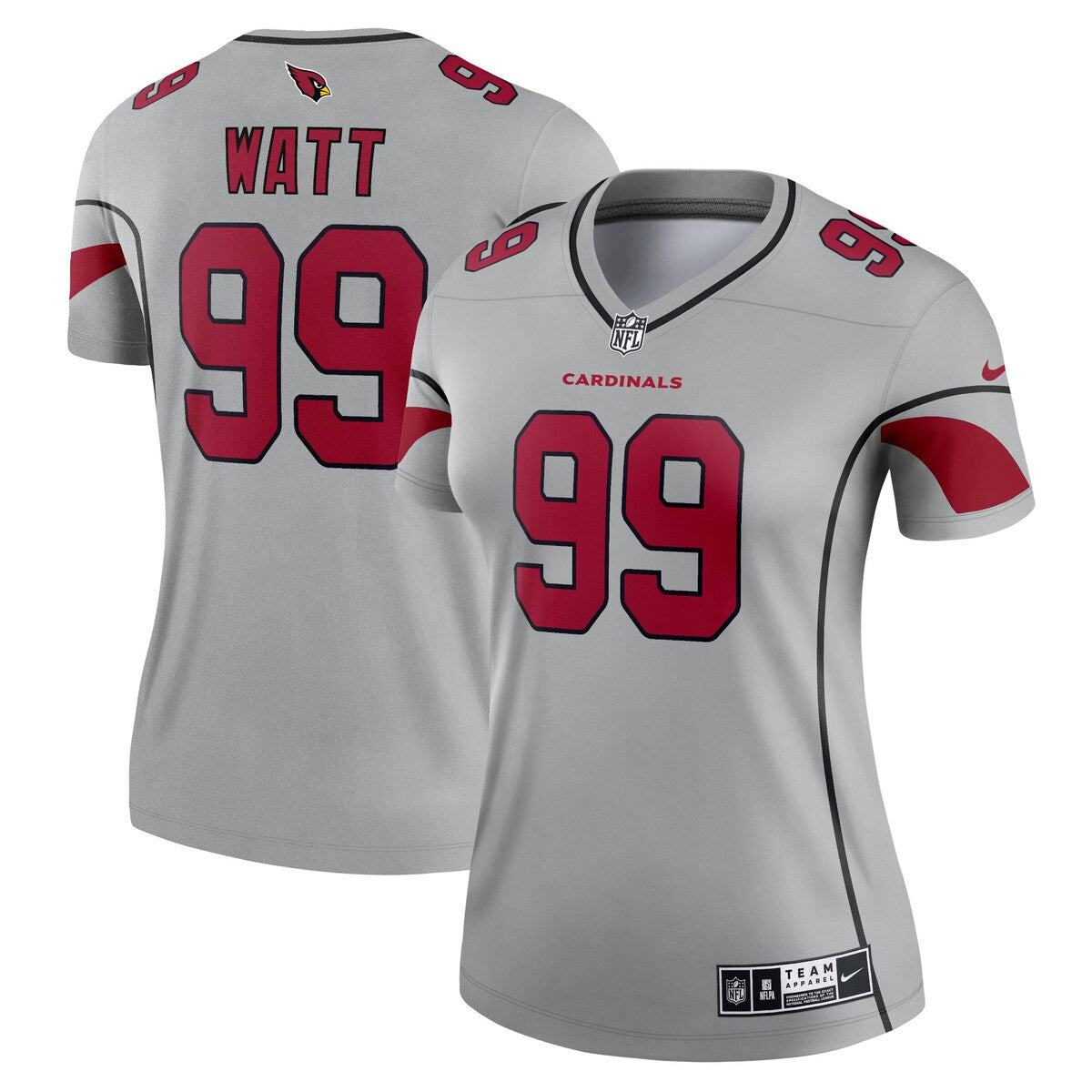 Jj Watt Arizona Cardinals Nike Womens Inverted Legend Jersey Gray