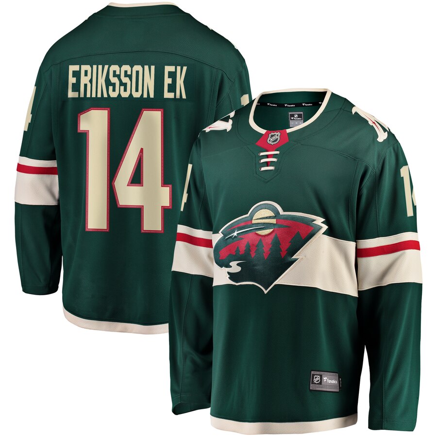 Joel Eriksson Ek Minnesota Wild Fanatics Branded Youth Breakaway Player Jersey Green