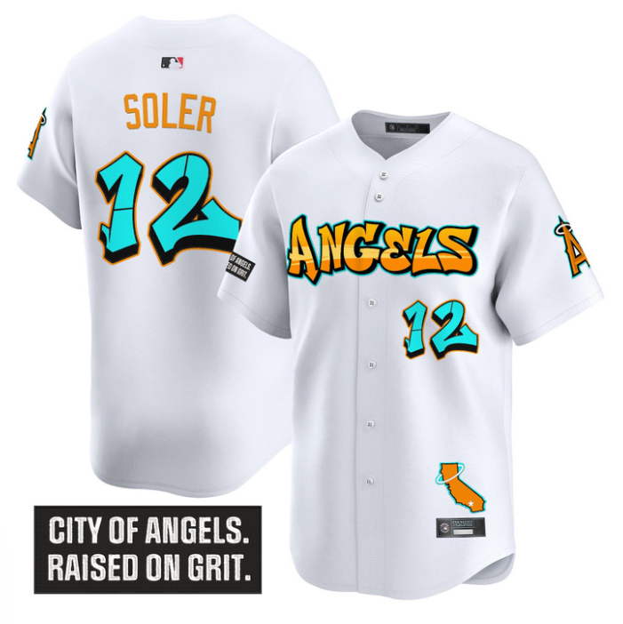 Jorge Soler Jersey #12 Los Angeles Angels Graffiti Halo Drop Edition White