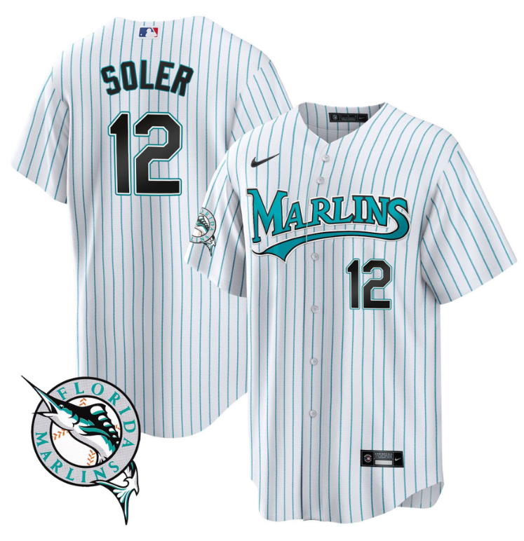 Jorge Soler Jersey #12 Miami Marlins Throwback Cool Base All Stitched