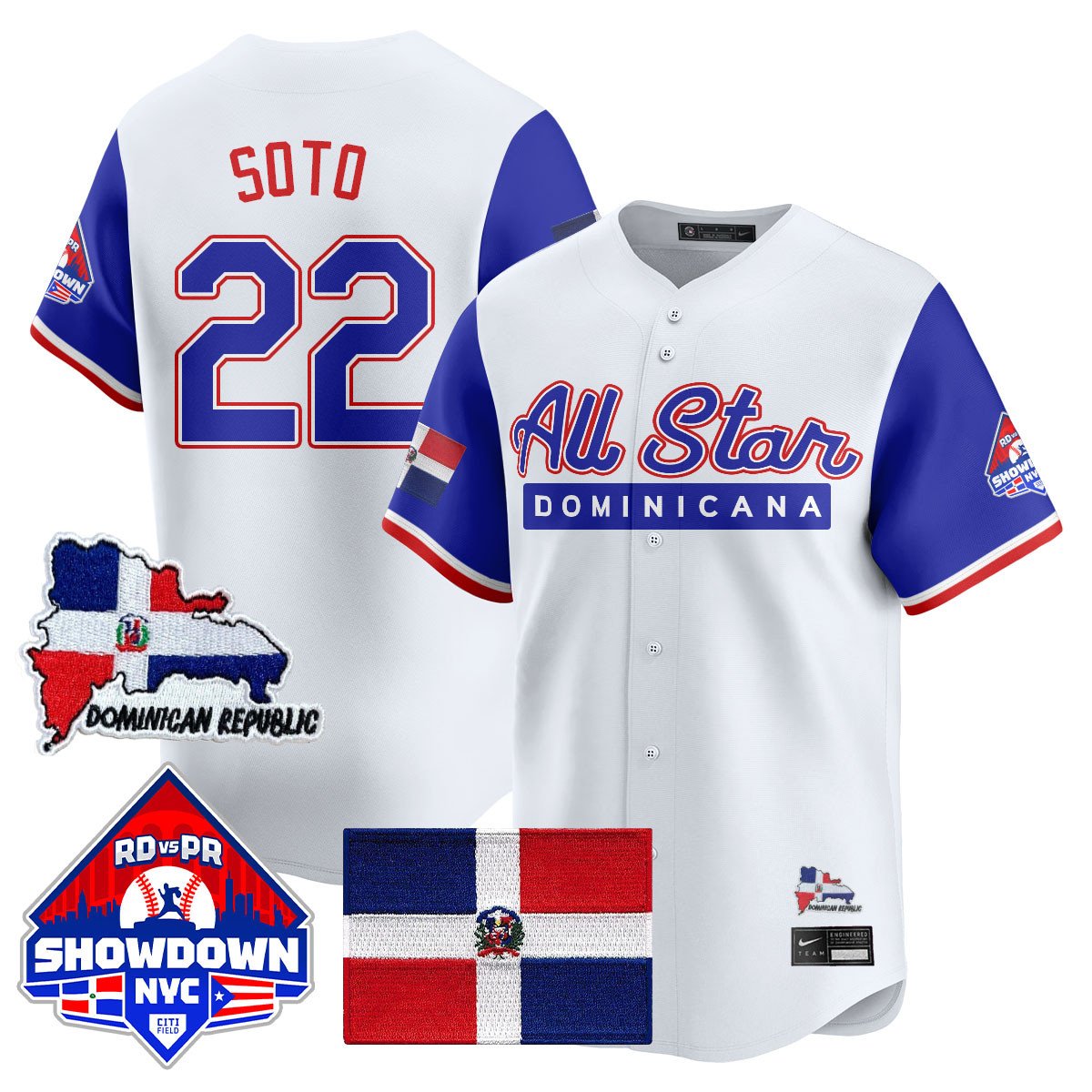 Juan Soto Jersey #22 Dominican Republic Baseball All-Star 2025 Blue Sleeves