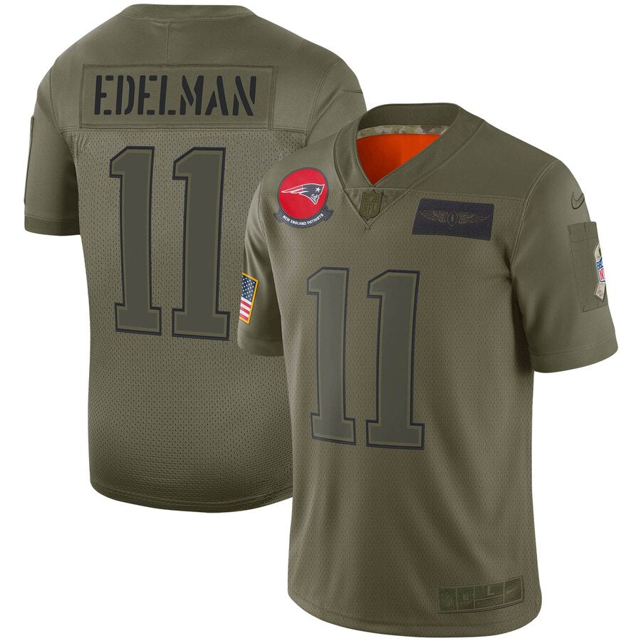 Julian Edelman New England Patriots Nike Youth 2019 Salute To Service Game Jersey Olive