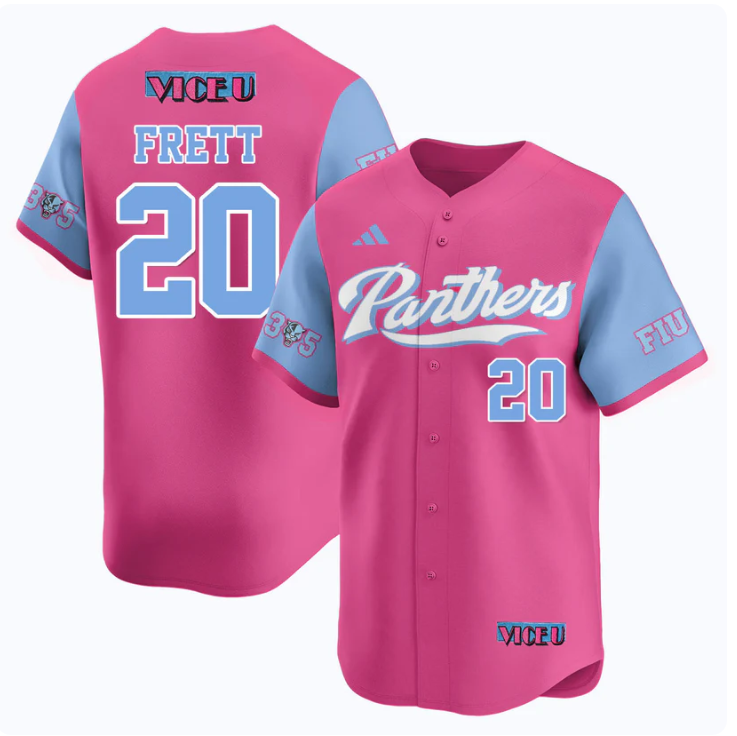 Kishon Frett Jersey #20 FIU Baseball 2025 Vice U Stitched Pink