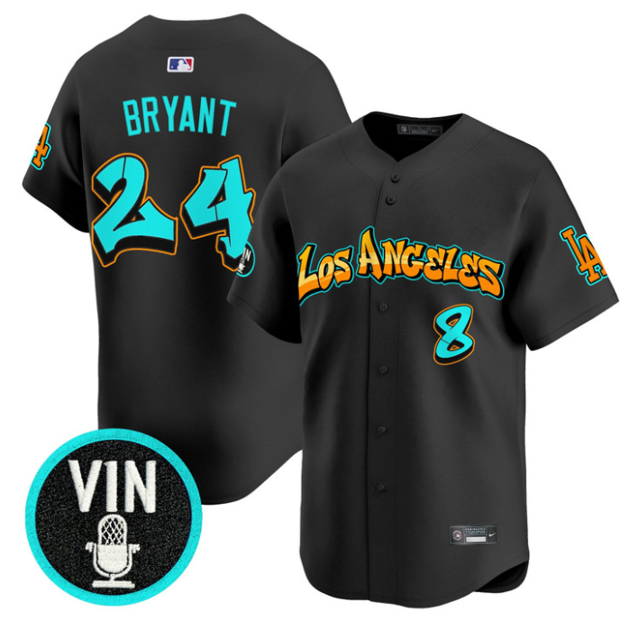 Kobe Bryant Jersey #24 Los Angeles Dodgers Graffiti Street Style Stitched