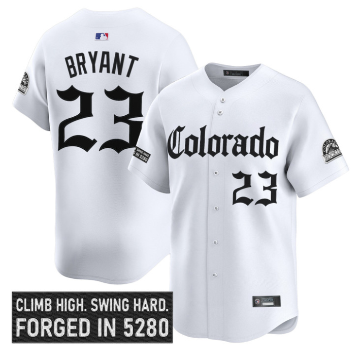 Kris Bryant Jersey #23 Colorado Rockies Gothic Mile High Shadows Edition White