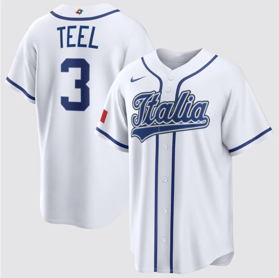 Kyle Teel Jersey #3 Italy Baseball 2026 World Baseball Classic Stitched White