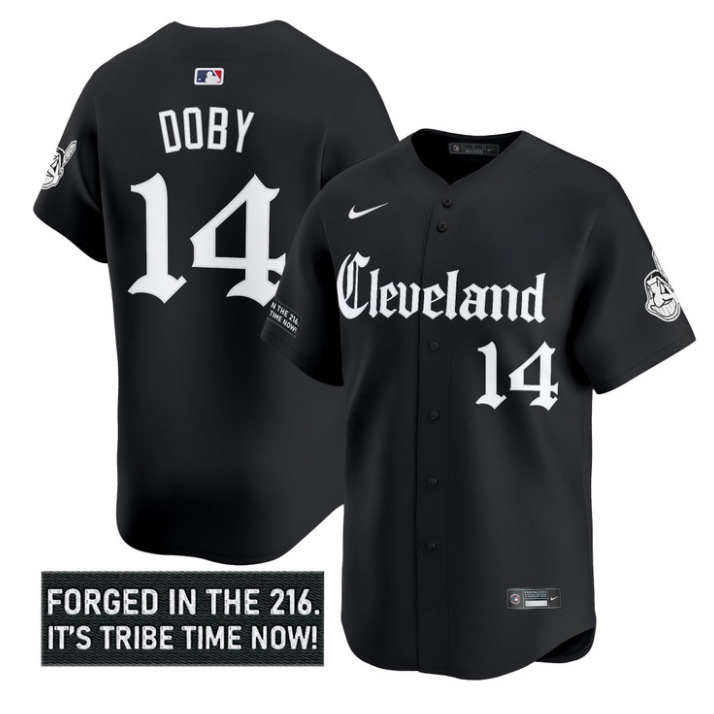 Larry Doby Jersey #14 Cleveland Indians Gothic Iron Edition Stitched Black
