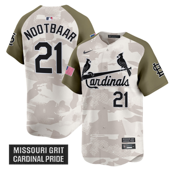 Lars Nootbaar Jersey #21 St. Louis Cardinals 2025 Armed Forces Day Vapor Stitche