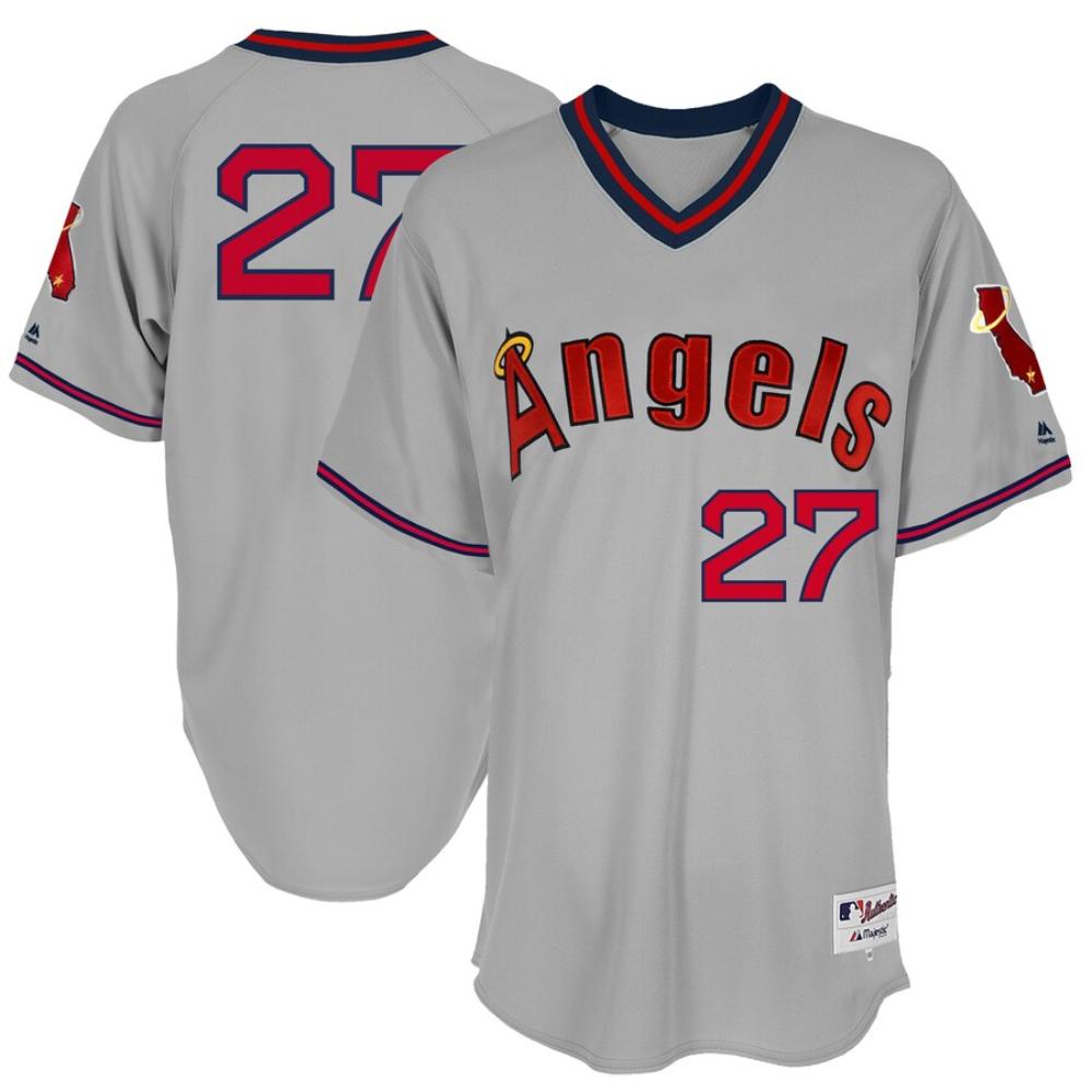 Los Angeles Angels Mike Trout Gray Throwback Pullover Jersey