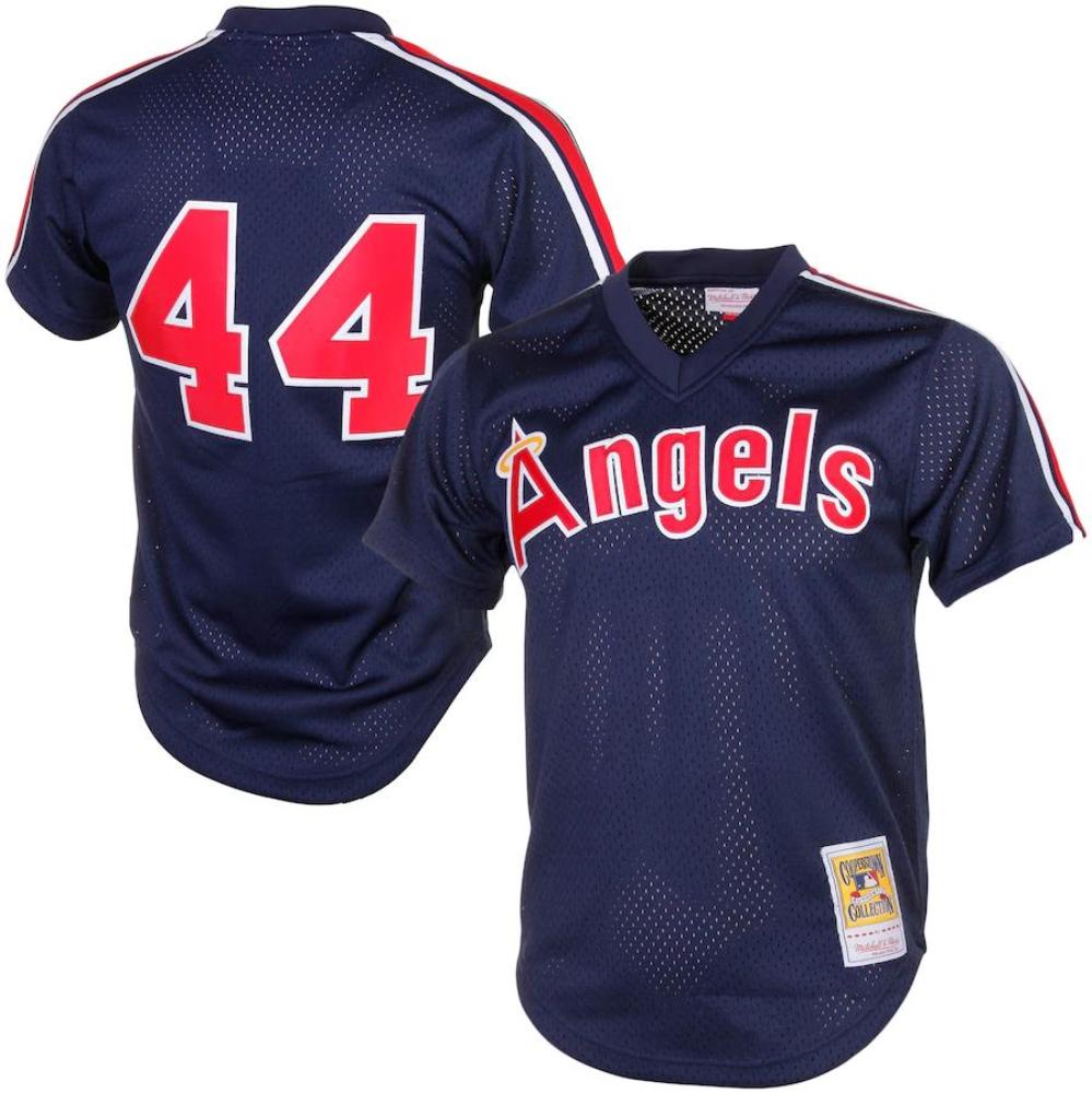Los Angeles Angels Reggie Jackson Navy Throwback Mesh Pullover Jersey