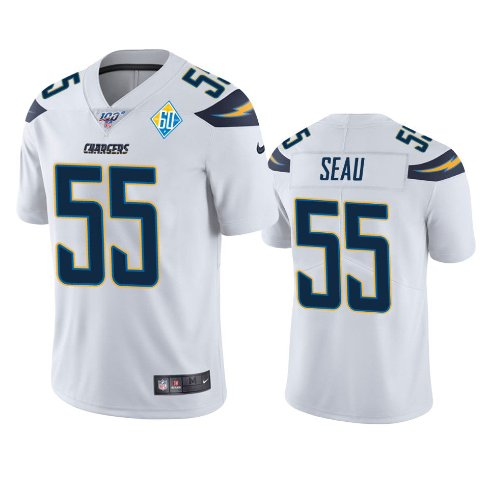 Los Angeles Chargers Junior Seau White 60th Anniversary Vapor Limited Jersey