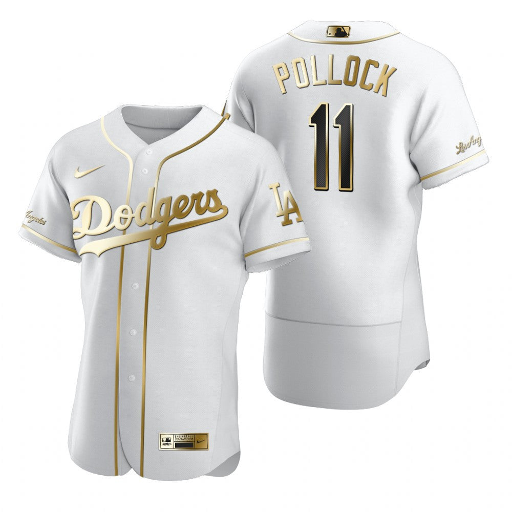 Los Angeles Dodgers 11 Aj Pollock Mlb Golden Brandedition White Jersey Gift For Dodgers Fans