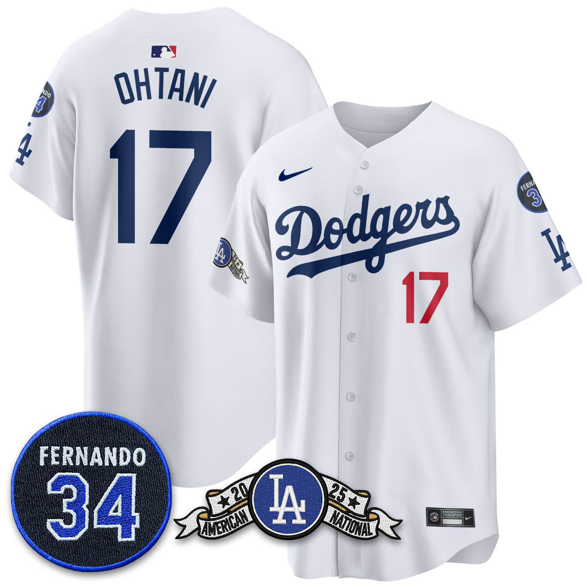 Los Angeles Dodgers 2025 National League Champions Jersey All Stitched