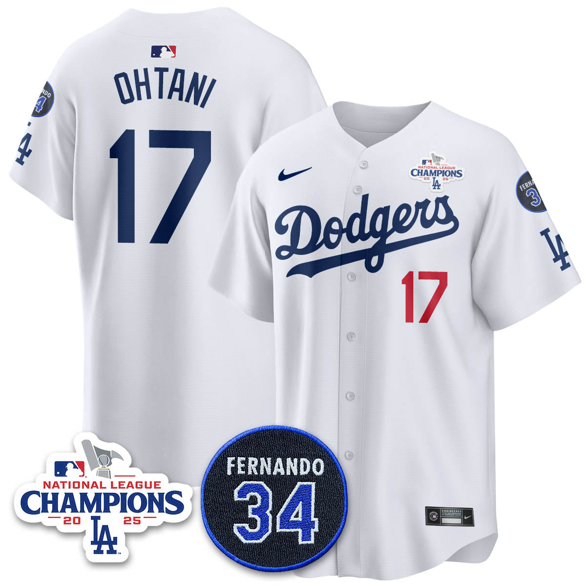 Los Angeles Dodgers 2025 NL Champions Jersey All Stitched
