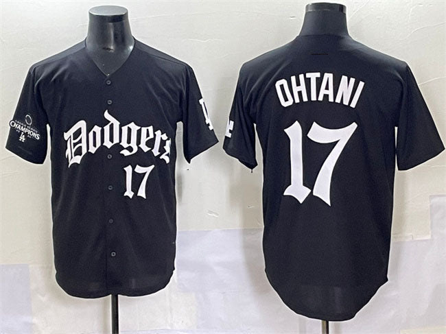 Los Angeles Dodgers #17 Shohei Ohtani Black 2025 LA Gothic Style With 2024 World