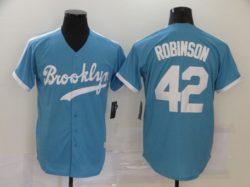 Los Angeles Dodgers #42 Jackie Robinson Light Blue Throwback Cool Base Stitched