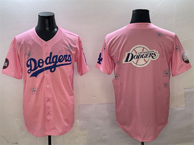 Los Angeles Dodgers Team Big Logo Pink 2025 Tokyo Series Limited Stitched Baseba