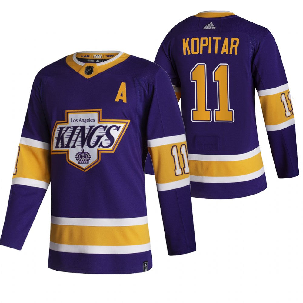 Los Angeles Kings 11 Anze Kopitar Black Mens Adidas 2020 21 Reverse Retro Alternate Nhl Jersey