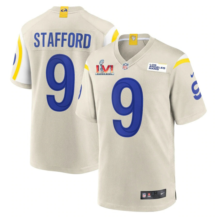 Los Angeles Rams Matthew Stafford 9 2022 Nfl Superbowl Lvi Match White Jersey Gift For Rams Fans