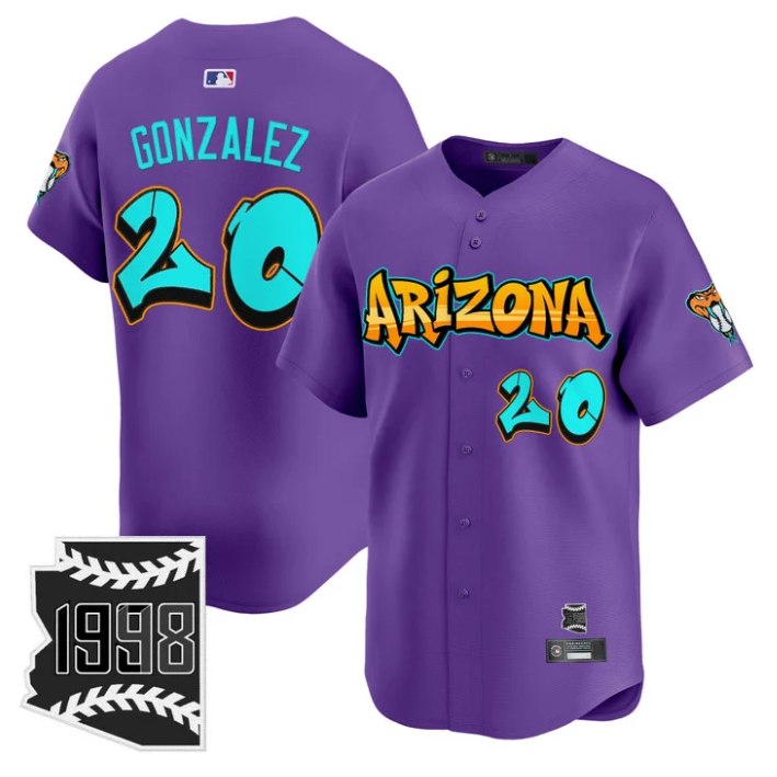 Luis Gonzalez Jersey #20 Arizona Diamondbacks Graffiti Desert Ink Edition Purple