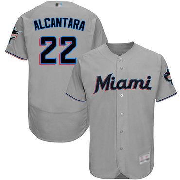 Marlins 22 Sandy Alcantara Grey Flexbase Authentic Collection Stitched Baseball Jersey