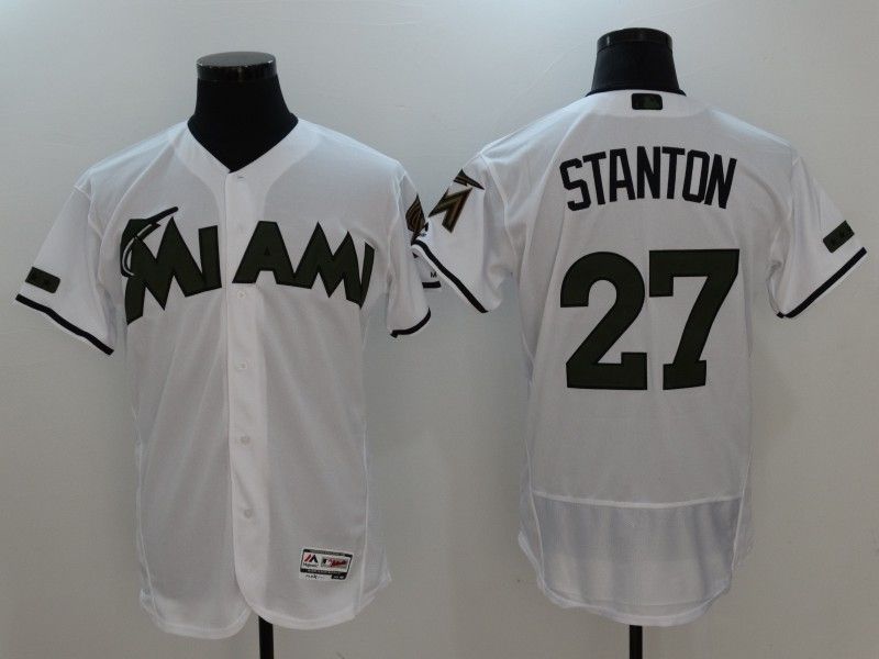 Marlins Giancarlo Stanton 27 White Mlb Throwback Jersey