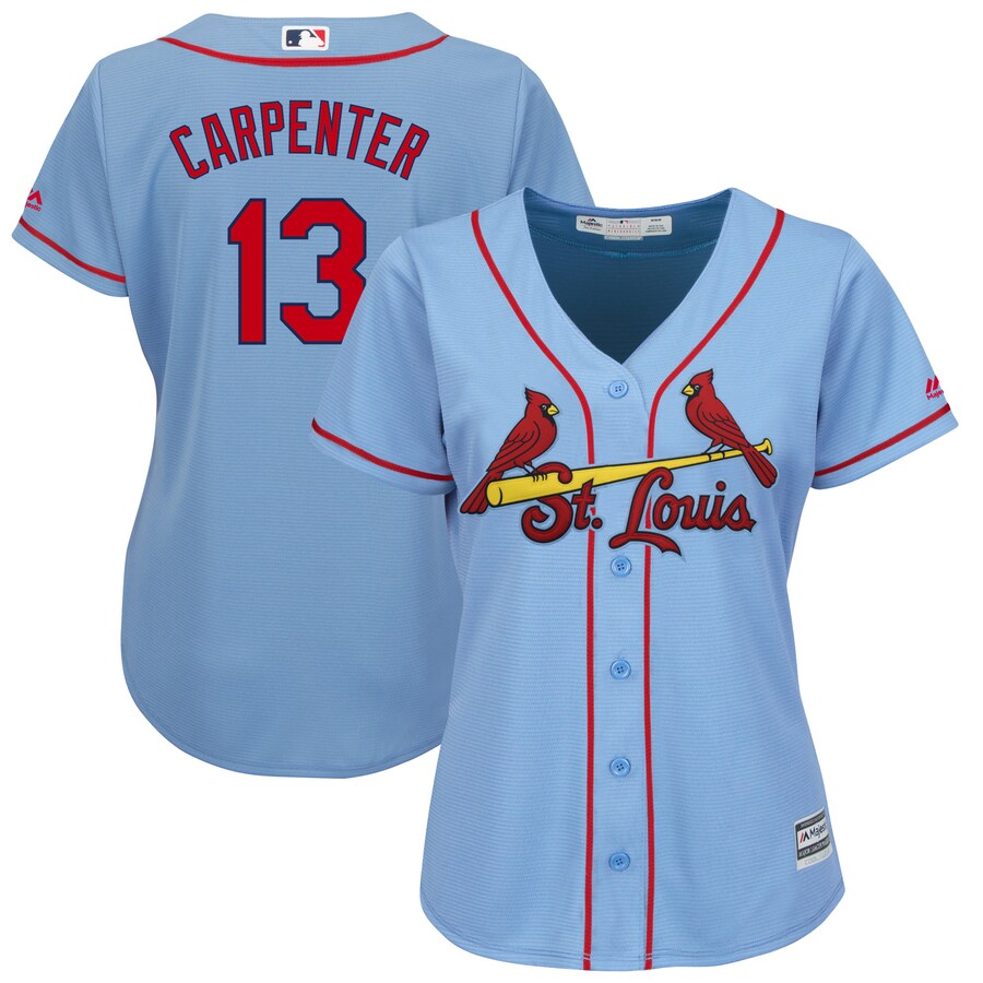 Matt Carpenter St Louis Cardinals Majestic Womens Alternate Cool Base Player Jersey Horizon Blue