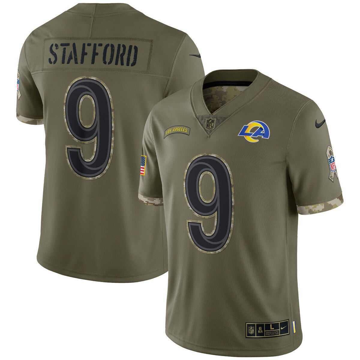 Matthew Stafford Los Angeles Rams Nike 2022 Salute To Service Limited Jersey Olive