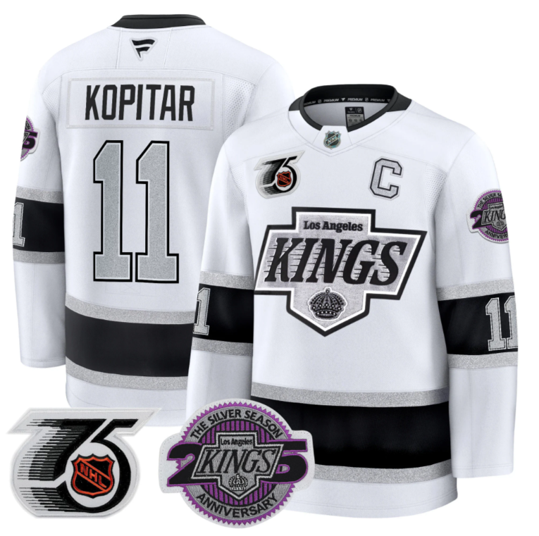 Men Anze Kopitar Jersey #11 Los Angeles Kings 91-92 75th 25th Anniversary White