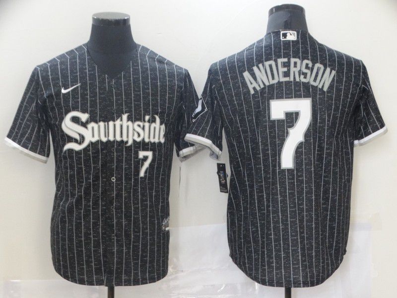 Men Chicago White Sox 7 Anderson Black City Edition Nike Game 2021 Mlb Jerseys