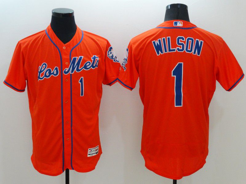 Men New York Mets 1 Wilson Orange Elite 2021 Mlb Jerseys