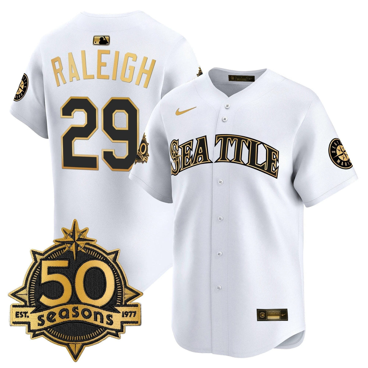 Men Seattle Mariners 50 Seasons Patch Vapor Premier Limited Jersey All Stitche