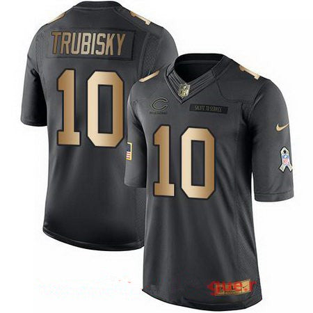 Mens 2017 Nfl Draft Chicago Bears 10 Mitchell Trubisky Anthracite Gold 2016 Salute To Service Stitched Nfl Nike Limited Jersey