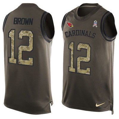 Mens Arizona Cardinals 12 John Brown Green Salute To Service Hot Pressing Player Name Number Nike Nfl Tank Top Jersey